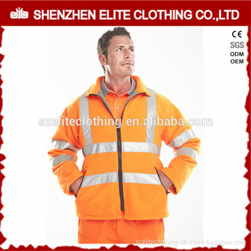 reversible 3m reflective orange polar fleece safety jacket